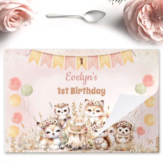 ボホアニマルズ1stバースデーティアウェイ紙ランチョンマット ペーパーパッド