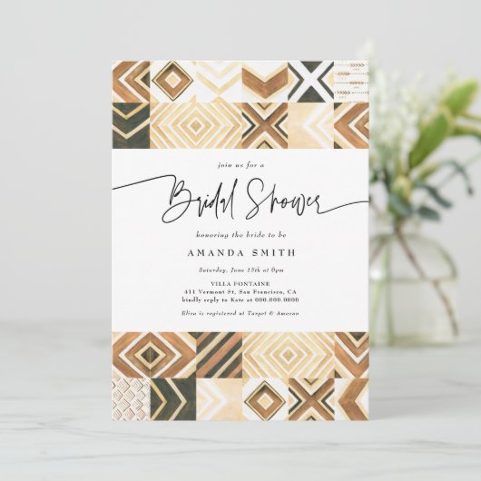 ボホアフリカタイルサファリアーストーンブライダルシャワー 招待状 (スタンド正面)