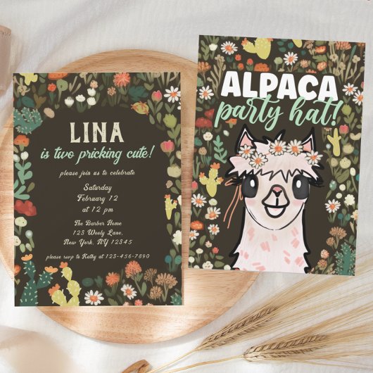 ボホアルパカクタスフィエスタセカンド誕生日インビタット 招待状