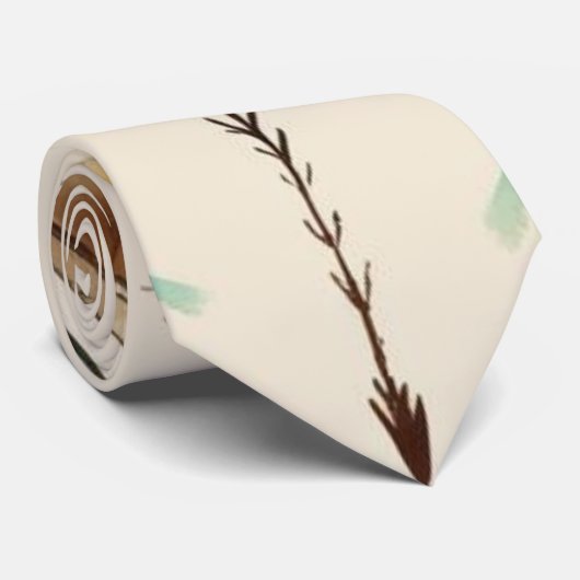 ボホアローズティール(緑がかった色)ブラウンネックタイ ネクタイ (ロール)