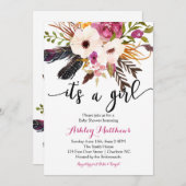 ボホアローズ羽フローラベビーシャワー招待状 招待状 (正面/裏面)