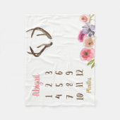 ボホアントラーベビーマイルストーン月次ベビーブランケット フリースブランケット (正面)