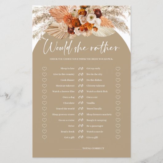 ボホアーアーチterracotta pampas彼女はむしろゲームだろう (正面)