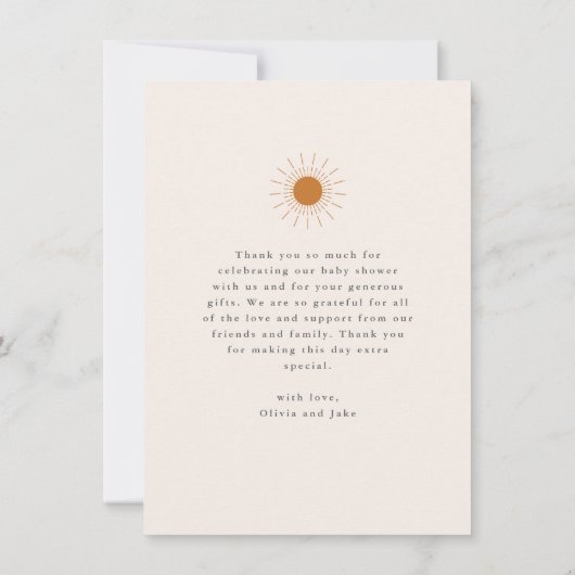 ボホアーストゥーン虹の赤ちゃんシャワー サンキューカード (裏面)