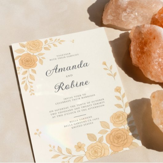 ボホアーストーエレガントンフローラ結婚式招待状 招待状
