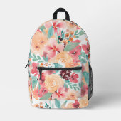 ボホアーストーンフローラ黄色ヴィンテージ植物学 プリントバックパック (正面)