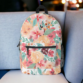 ボホアーストーンフローラ黄色ヴィンテージ植物学 プリントバックパック