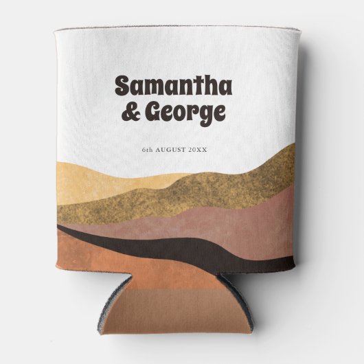 ボホアーストーンレトロタイポグラフィ結婚式の引き出物 缶クーラー (正面)