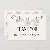 ボホアースピンクガールサンキューカードベビーシャワー 出欠カード (正面/裏面)