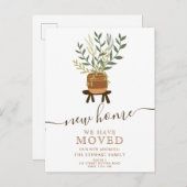 ボホアースレトロハウス植物ポット新しいホームムービング 案内ポストカード (正面/裏面)