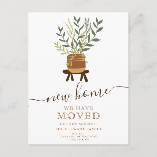 ボホアースレトロハウス植物ポット新しいホームムービング 案内ポストカード (正面)