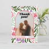 ボホアーチとレトロ結婚な花の写真 サンキューカード (スタンド正面)