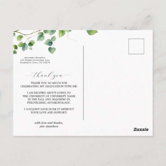 ボホアーチアイビーネイビーブルーグラードサンキューアイビー ポストカード (裏面)