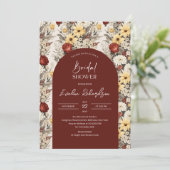 ボホアーチウォーター色クリムゾン赤い黄色の野花 招待状 (スタンド正面)