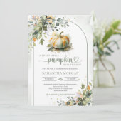 ボホアーチウォーター色グリーンカボチャeucalyptus金ゴールド 招待状 (スタンド正面)