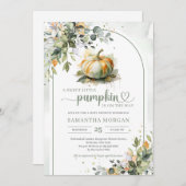 ボホアーチウォーター色グリーンカボチャeucalyptus金ゴールド 招待状 (正面/裏面)