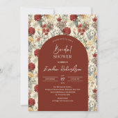 ボホアーチウォーター色テラコッタアイボリー野花 招待状 (正面)