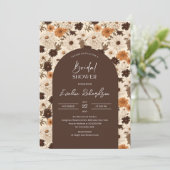 ボホアーチウオーターカラーブラウンアイボリー野花 招待状 (スタンド正面)