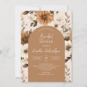 ボホアーチウオーターカラーブラウン秋の野花 招待状 (正面)