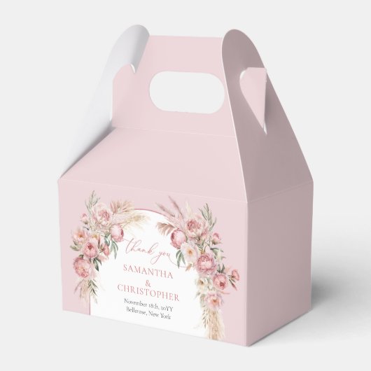 ボホアーチウオーターカラー赤面ピンクの花パンパ フェイバーボックス (裏面サイド)