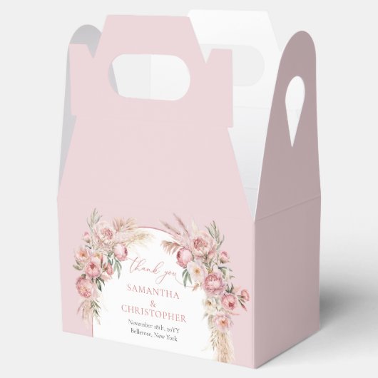 ボホアーチウオーターカラー赤面ピンクの花パンパ フェイバーボックス (オープン)