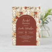 ボホアーチウオーター色テラコッタ黄色の野花 招待状 (スタンド正面)