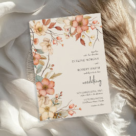 ボホアーチエレガントテラコッタ錆び秋ワイルドフラワーズ 招待状