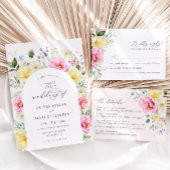 ボホアーチカラフルフローラ春の結婚式詳細 エンクロージャーカード