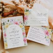 ボホアーチカラフルフローラ春エレガントな結婚式 招待状