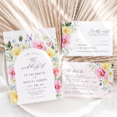 ボホアーチカラフルフローラ春エレガントな結婚式 招待状