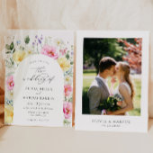 ボホアーチカラフルフローラ春エレガントな結婚式 招待状