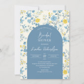 ボホアーチカラフルライトブルー黄色の野花 招待状 (正面)