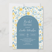 ボホアーチカラフルライトブルー黄色の野花 招待状 (正面)
