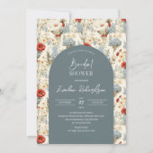 ボホアーチダスティブルーとブルゴーニュのワイルドフラワー 招待状 (正面)