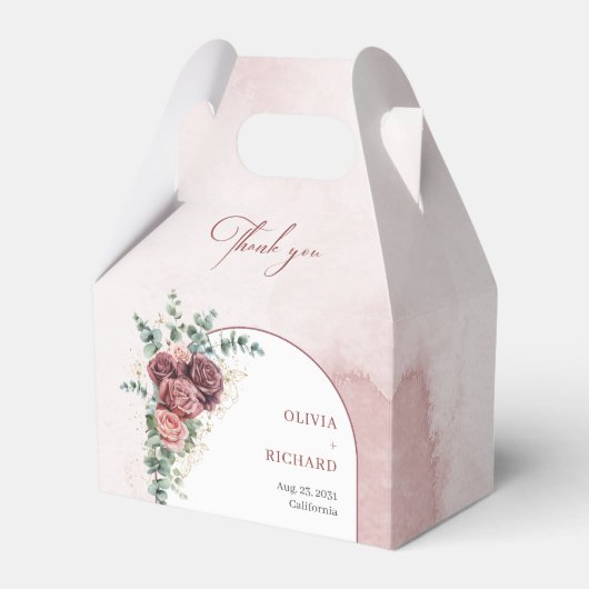 ボホアーチダークマルーン赤面バラユーカリ金ゴールド フェイバーボックス (正面サイド)