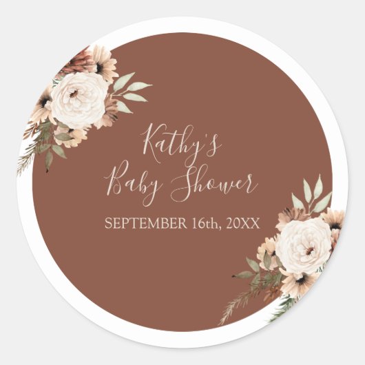 ボホアーチテラコタフローラサンキューステッカー ラウンドシール (正面)