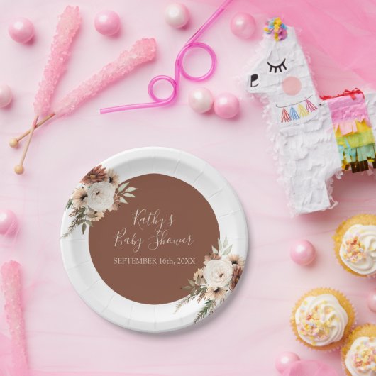 ボホアーチテラコタホワイトフローラパーティー ペーパープレート (パーティー)