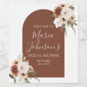 ボホアーチテラコタホワイトフローラブライダルシャワー ワインラベル (シングルラベル)