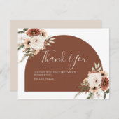 ボホアーチテラコタホワイトフローラベビーシャワー サンキューカード (正面/裏面)