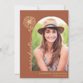 ボホアーチテラコッタ金ゴールド手書き写真 招待状 (正面)