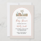 ボホアーチトイズテラコッタレインボーベビーシャワー 招待状 (正面)