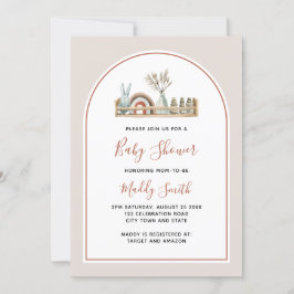 ボホアーチトイズテラコッタレインボーベビーシャワー 招待状