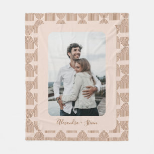 ボホアーチパターンテラコッタパーソナライズされた写真 フリースブランケット