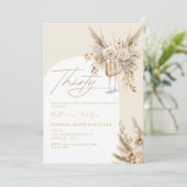 ボホアーチパンパスグラスシャンパン30歳の誕生日 招待状 (スタンド正面)