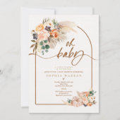 ボホアーチパンパスグラスパンプキンベビーシャワー 招待状 (正面)