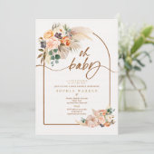 ボホアーチパンパスグラスパンプキンベビーシャワー 招待状 (スタンド正面)