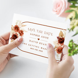 ボホアーチパンパスグラスフローラテラコッタ結婚ズ セーブザデート