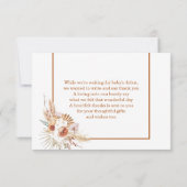 ボホアーチパンパスグラスベビーシャワーサンキューカード (裏面)