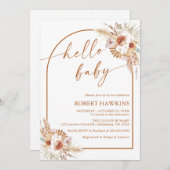 ボホアーチパンパスグラスベビーシャワー招待状 招待状 (正面/裏面)