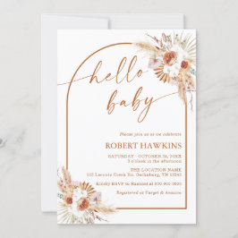 ボホアーチパンパスグラスベビーシャワー招待状 招待状